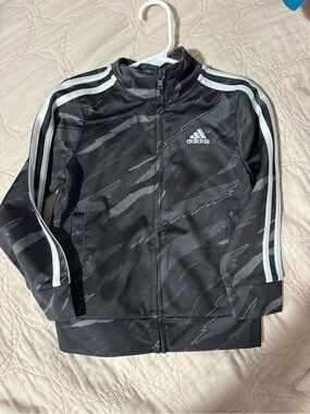 adidas Black Kids' Track Jacket with White Stripes